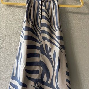 Banana Republic Navy and Cream Printed Halter Top